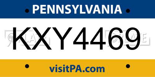 KXY4469 Pennsylvania License Plate