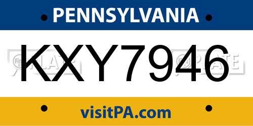KXY7946 Pennsylvania License Plate