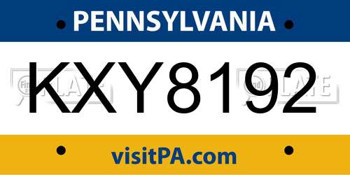 KXY8192 Pennsylvania License Plate