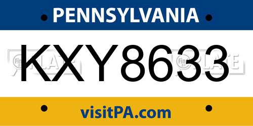 KXY8633 Pennsylvania License Plate