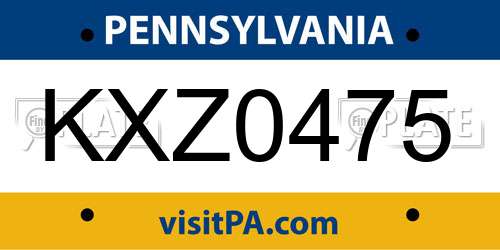KXZ0475 Pennsylvania License Plate