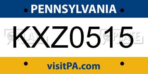KXZ0515 Pennsylvania License Plate