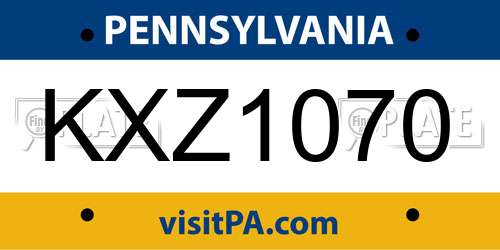 KXZ1070 Pennsylvania License Plate