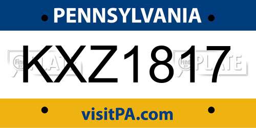KXZ1817 Pennsylvania License Plate