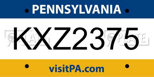 KXZ2375 Pennsylvania License Plate