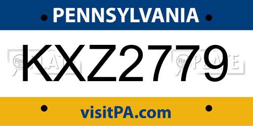 KXZ2779 Pennsylvania License Plate
