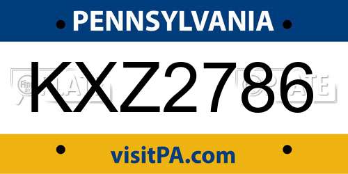 KXZ2786 Pennsylvania License Plate