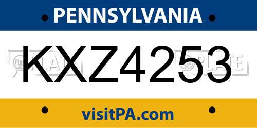 KXZ4253 Pennsylvania License Plate