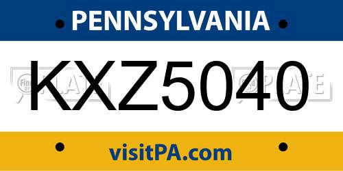 KXZ5040 Pennsylvania License Plate