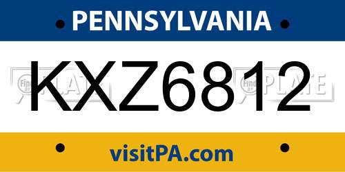 KXZ6812 Pennsylvania License Plate