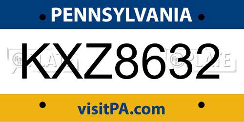 KXZ8632 Pennsylvania License Plate