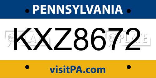 KXZ8672 Pennsylvania License Plate