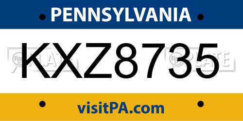 KXZ8735 Pennsylvania License Plate
