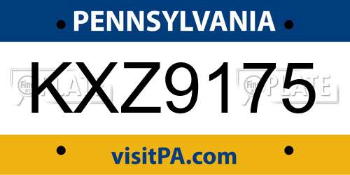 KXZ9175 Pennsylvania License Plate