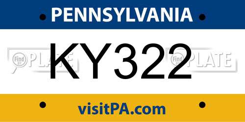 KY322 Pennsylvania License Plate