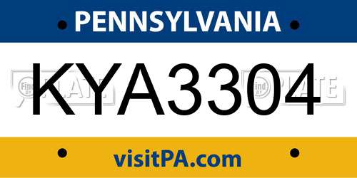 KYA3304 Pennsylvania License Plate