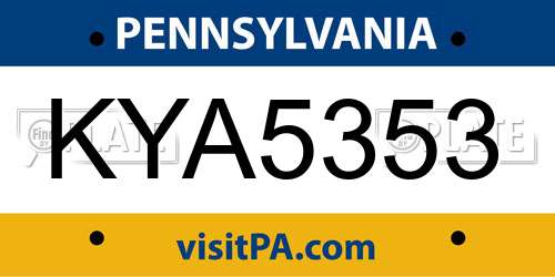 KYA5353 Pennsylvania License Plate