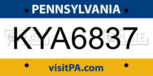 KYA6837 Pennsylvania License Plate