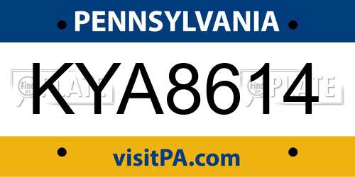 KYA8614 Pennsylvania License Plate