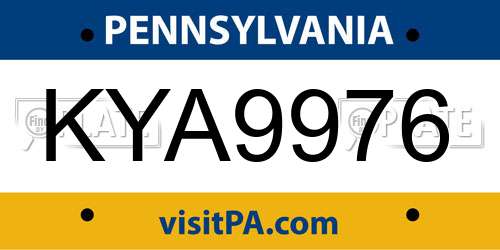 KYA9976 Pennsylvania License Plate