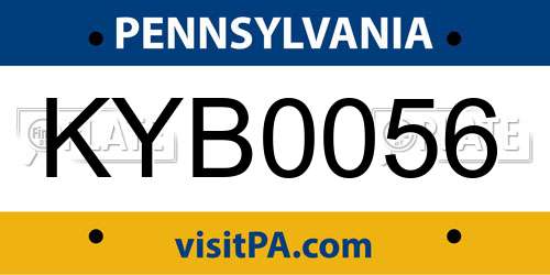 KYB0056 Pennsylvania License Plate