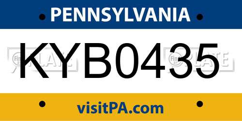 KYB0435 Pennsylvania License Plate