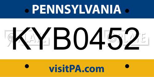 KYB0452 Pennsylvania License Plate