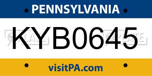 KYB0645 Pennsylvania License Plate
