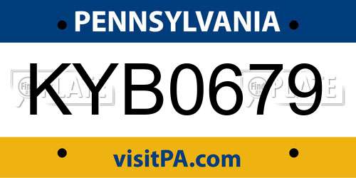 KYB0679 Pennsylvania License Plate