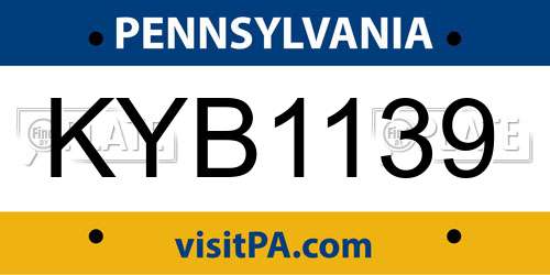 KYB1139 Pennsylvania License Plate