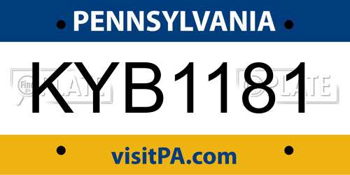 KYB1181 Pennsylvania License Plate