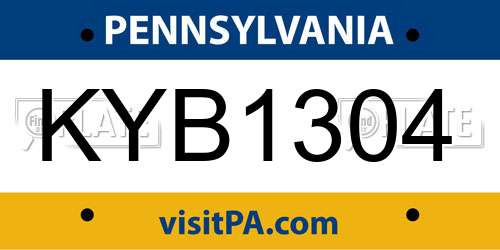 KYB1304 Pennsylvania License Plate
