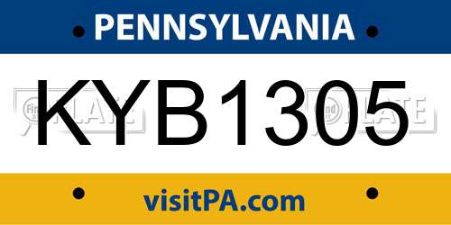 KYB1305 Pennsylvania License Plate