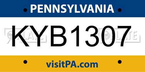 KYB1307 Pennsylvania License Plate