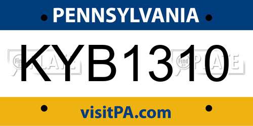 KYB1310 Pennsylvania License Plate