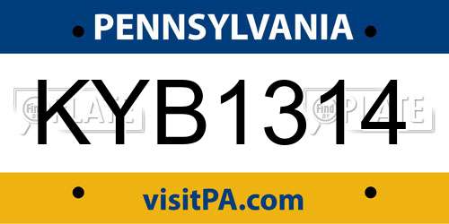 KYB1314 Pennsylvania License Plate