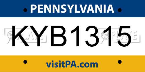 KYB1315 Pennsylvania License Plate