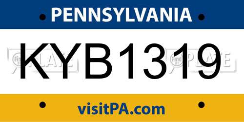 KYB1319 Pennsylvania License Plate