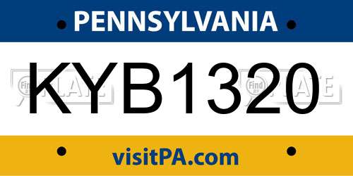 KYB1320 Pennsylvania License Plate
