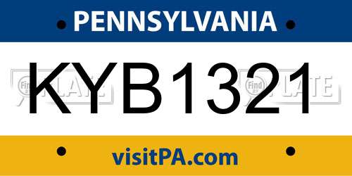 KYB1321 Pennsylvania License Plate