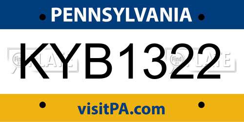 KYB1322 Pennsylvania License Plate
