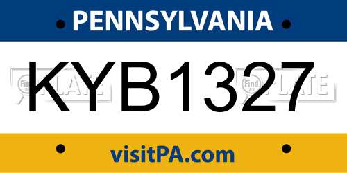 KYB1327 Pennsylvania License Plate