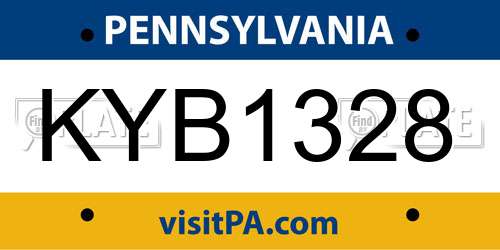 KYB1328 Pennsylvania License Plate