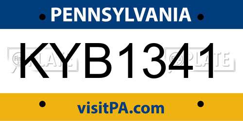 KYB1341 Pennsylvania License Plate