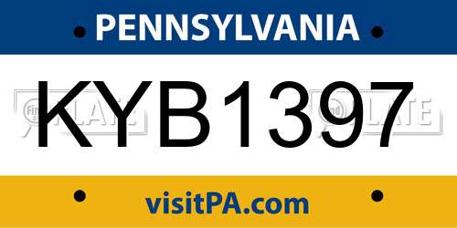 KYB1397 Pennsylvania License Plate