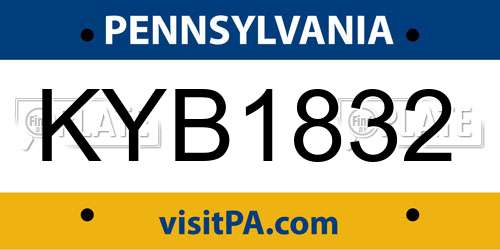 KYB1832 Pennsylvania License Plate