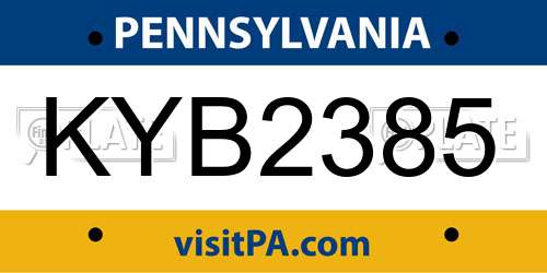 KYB2385 Pennsylvania License Plate