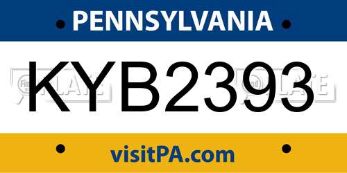 KYB2393 Pennsylvania License Plate