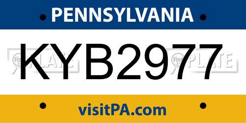 KYB2977 Pennsylvania License Plate