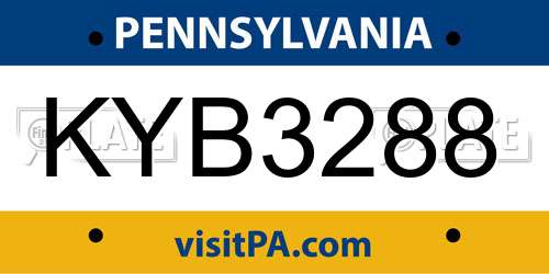 KYB3288 Pennsylvania License Plate
